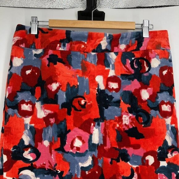 Anthropologie Vanessa Virginia Red Floral Corduroy Knee length pencil skirt Sz 8 - Picture 6 of 16